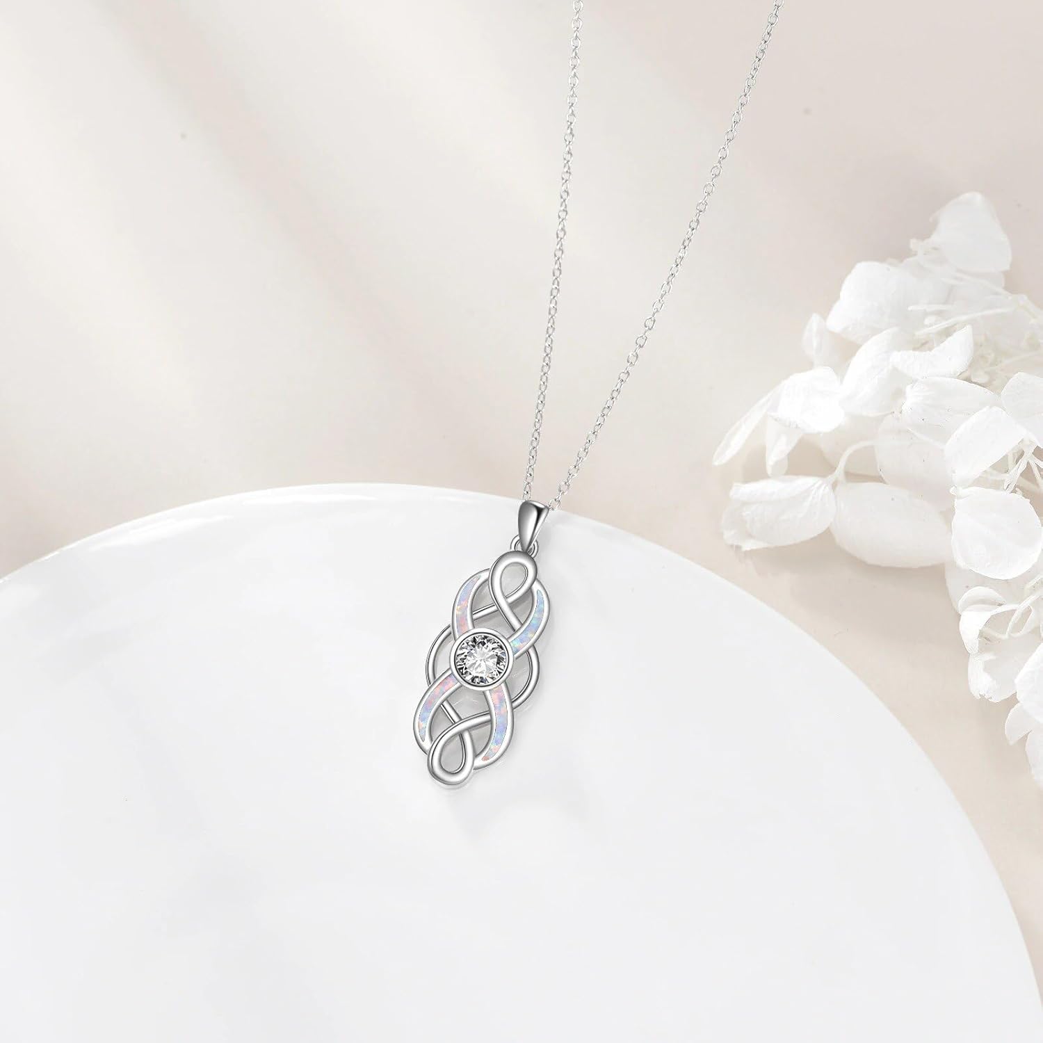 YFN Pearl Celtic Necklace S925 Sterling Silver for Women, Anniversary Irish Celtic Knot Jewelry Present for Women, Birthday Gifts - Image 2