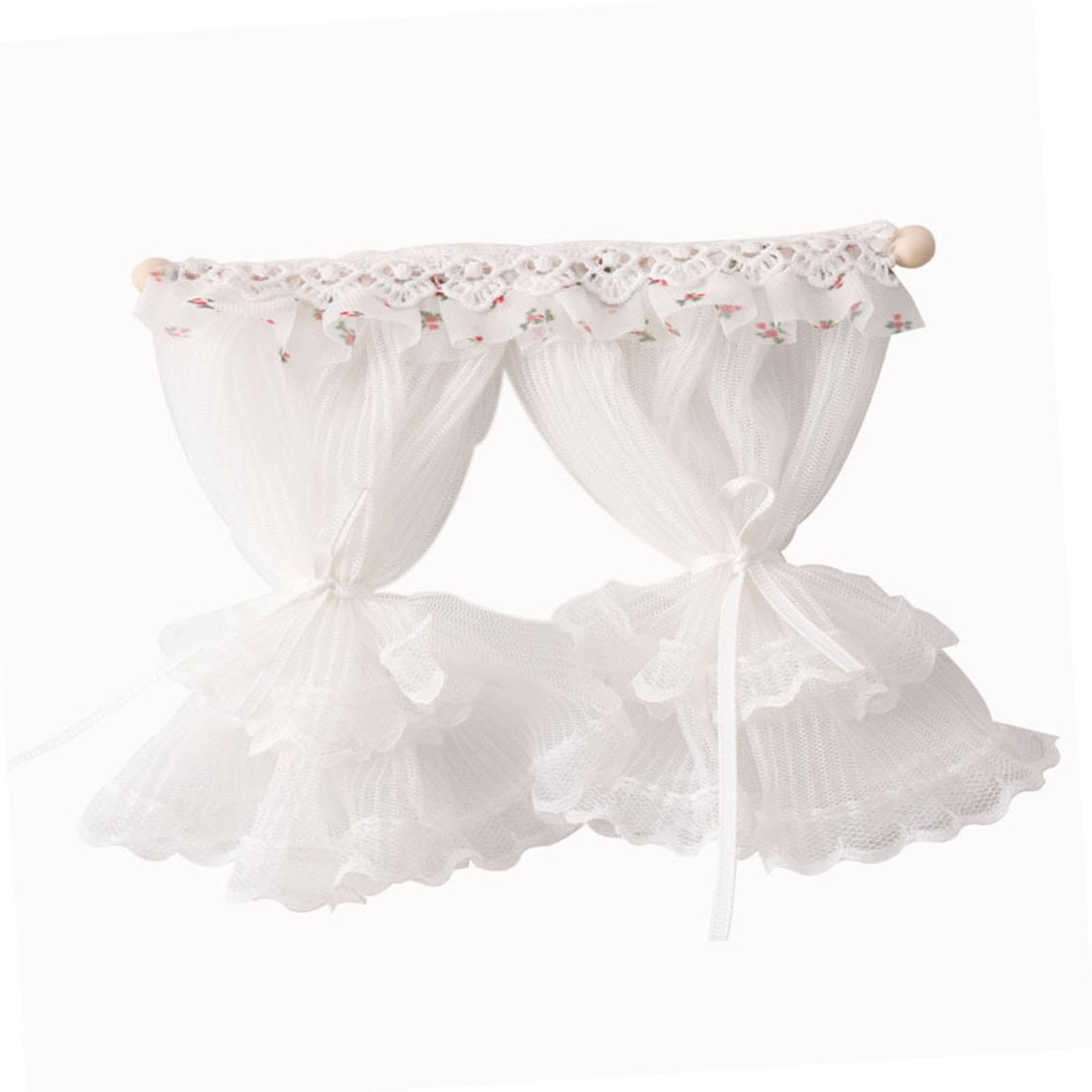 Tenda per Finestra in Miniatura per Casa delle Bambole 5X 1/12, Mobili per Casa delle Bambole per Bambole, Accessori per Mobili a Doppio Strato per Og
