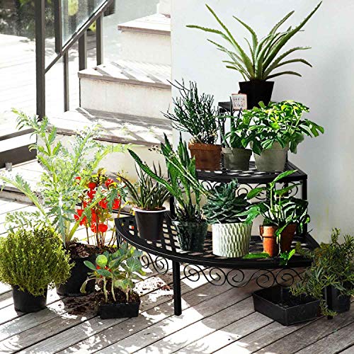 FOYUEE Corner Plant Stand Outdoor Metal 3 Tier Stands for Multiple Plants Ladder Potted Indoor Shelf Holder Rack - Thumbnail 6