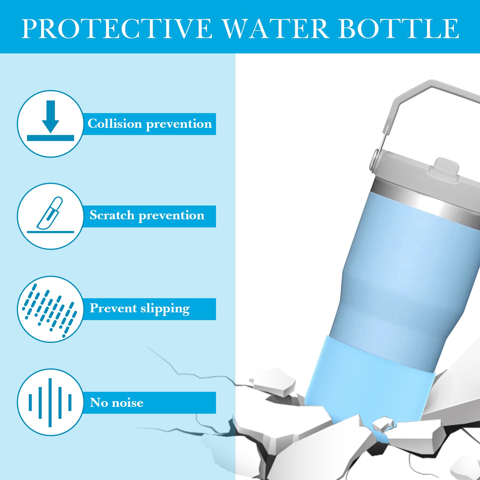 Linkidea 2 Pack Water Bottle Boot Compatible with Stanley Quencher H2.0 20oz/30oz/40oz, IceFlow Flip 20oz/30oz Tumbler - Image 4