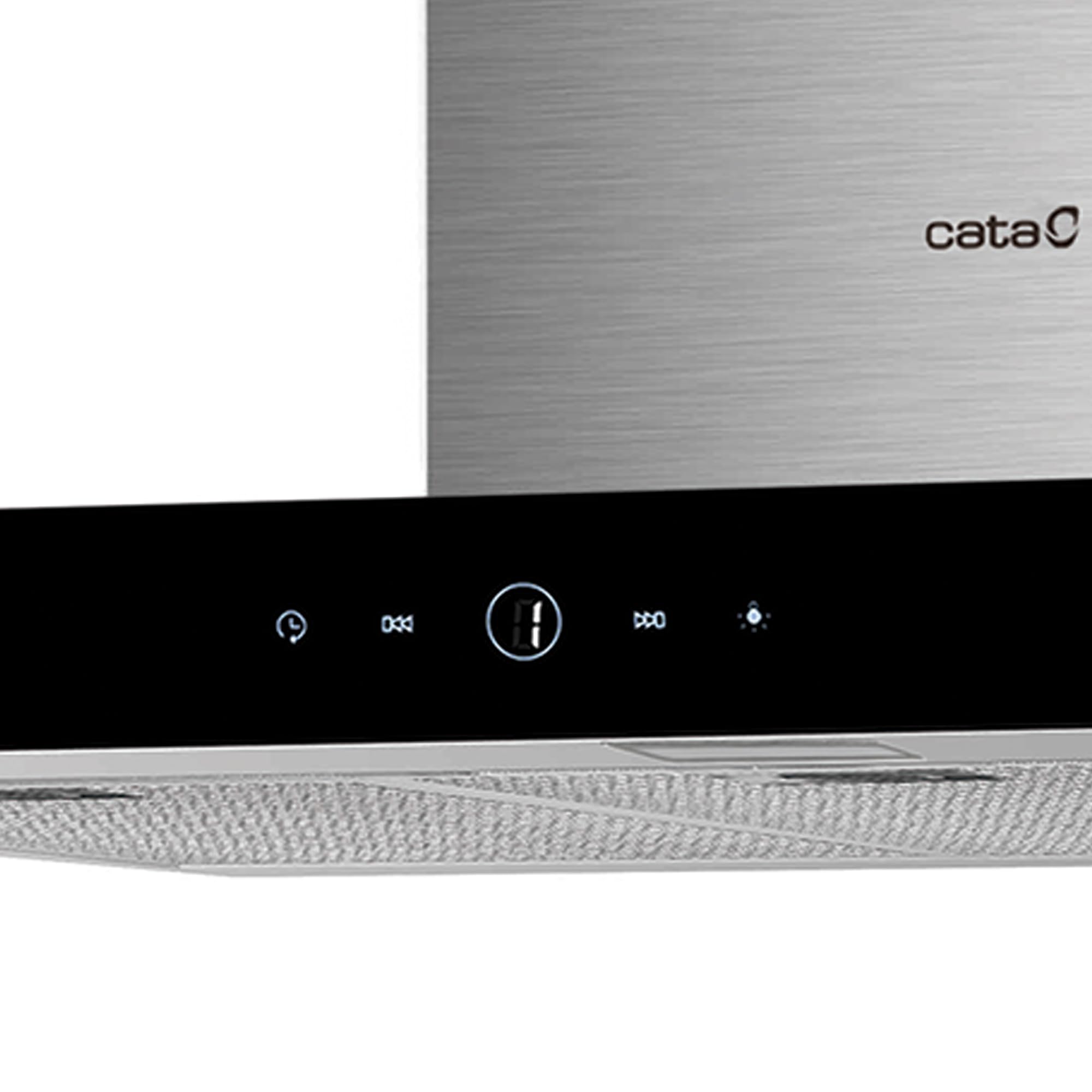 LEGEND 9000 XGBK - okap kuchenny - typ dekoracyjny - silnik 70W - klasa energetyczna A++ - 9 poziomów wyciągu - dotykowy panel sterowania - wykończenie stal nierdzewna - Cata