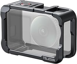 TELESIN Aluminum Alloy Protective Frame Case for DJI Osmo Action 6 Camera, Quick-Release Metal Rabbit Cage Protective Frame Housing Sleeve with 1/4" Screw and Cold Shoe, Action 6 Accessories