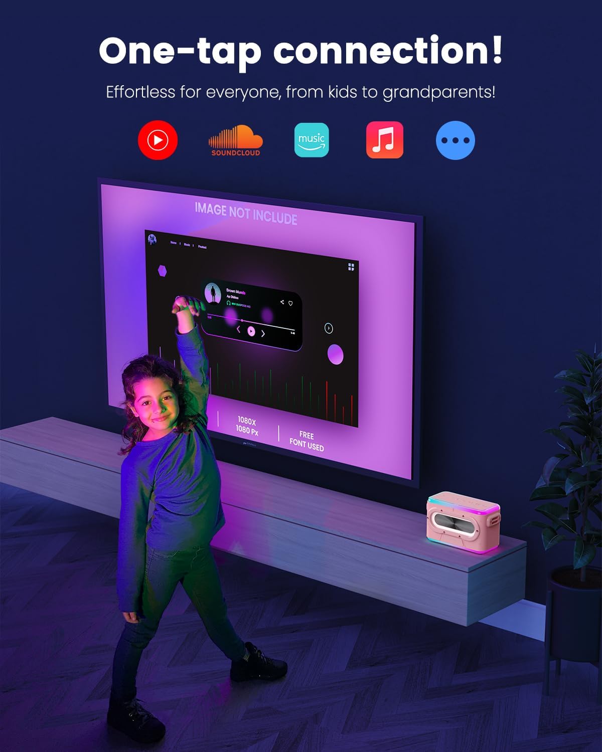 Blueera Karaoke Machine for Adults Kids, Portable Bluetooth Speaker with 2 Wireless Microphones, Party Speaker Supports TWS/TF Card/USB/AUX/Live/REC for Home Party Outdoor, LED Lights, DSP Chip