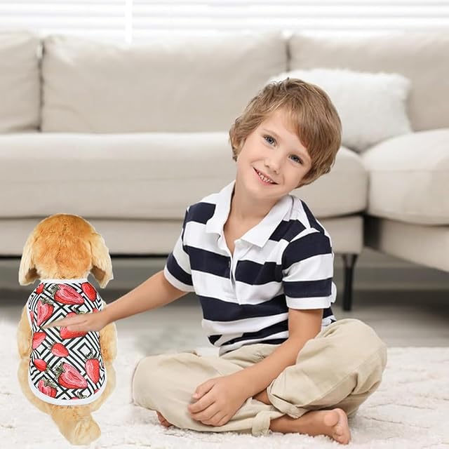 Foto 3 de 6 de QKEPCY Camisetas Estampadas para Mascotas Diseño Dibujos Animados Ropa Transpirable Verano para Perros Gatos…