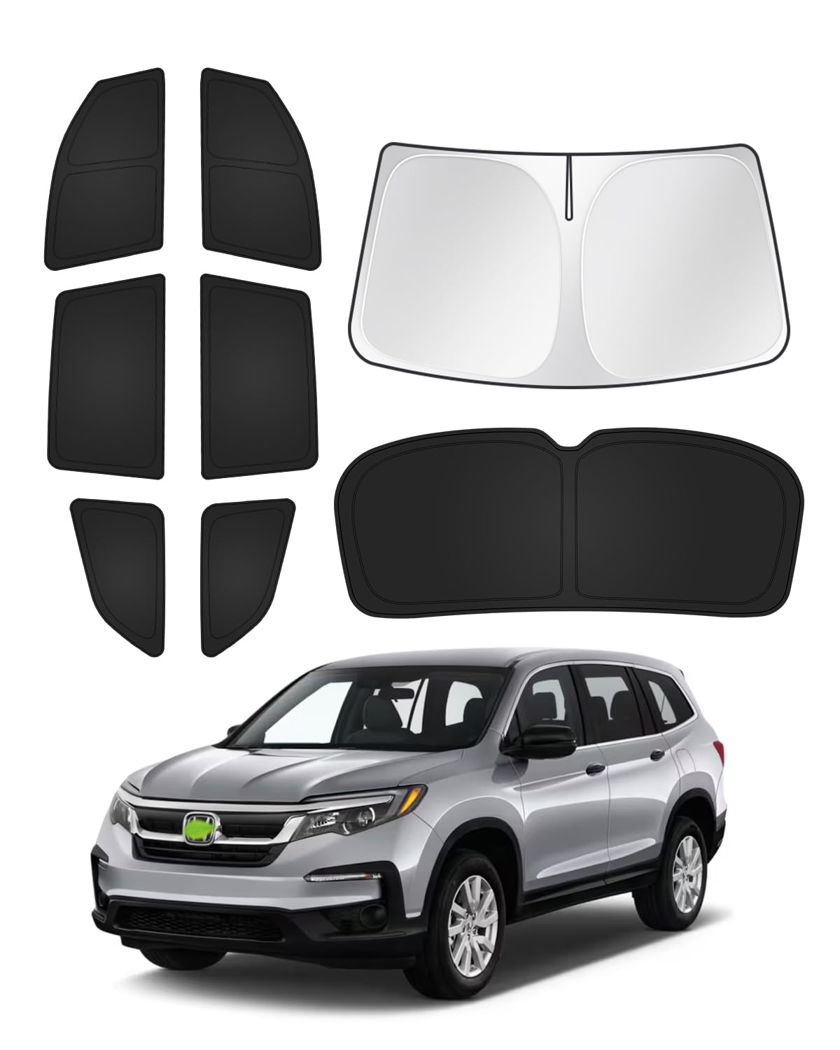 Canvcle Sunshades for Honda Pilot 2016-2022 Accessories Windshield Sun Shade Side Rear Window Shade Cover Sun Visor Shield Privacy Protection Keep Vehicle Cool Black 8PCS