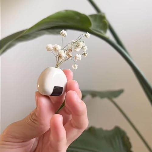 Miniatura 4 de 5 jarrones de flores, bolas de arroz de cerámica hechas a mano (onigiri japonés) en miniatura, diseño encantador y lindo, perfecto para flores