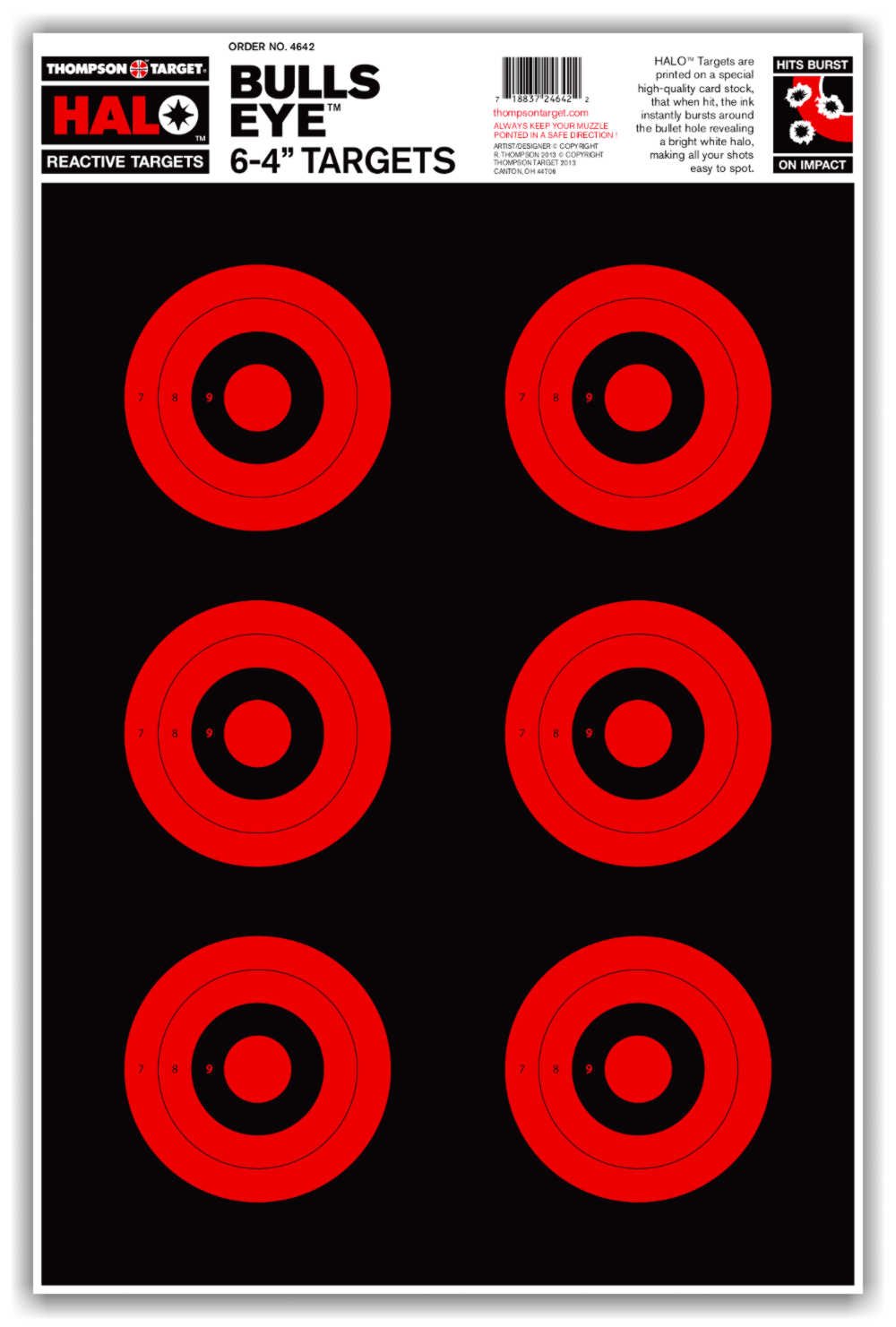 Halo Bullseye 6-4 Inch - Reactive Splatter Gun Range Shooting Targets 12.5x19