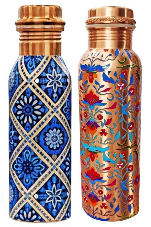 Petite gourde sport et yoga en cuivre gravé de 17 oz pour s'hydrater sainement