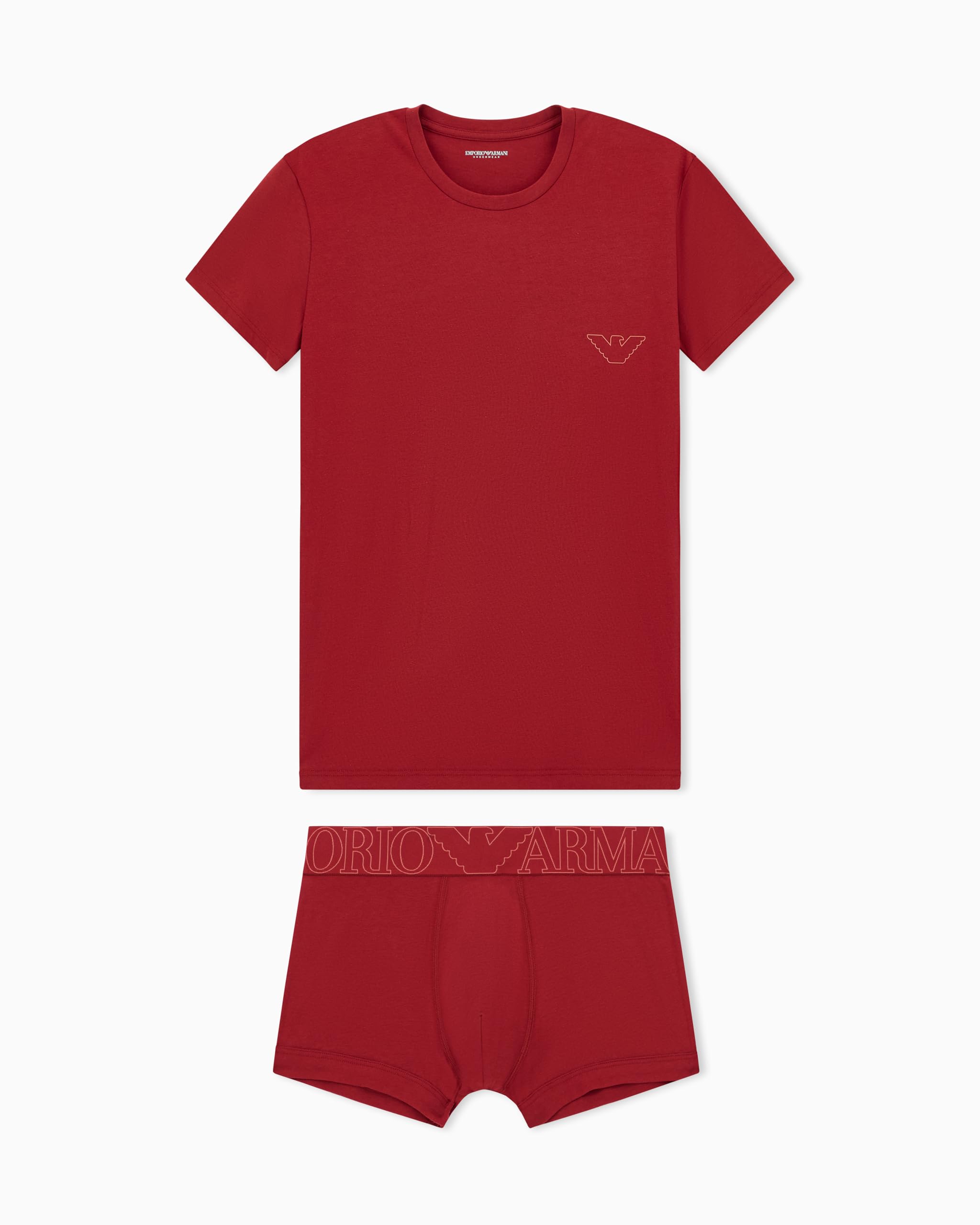 Emporio Armani Man's MEGALOGO T-Shirt + Trunk RED XL