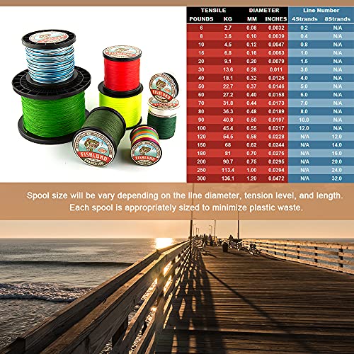Fishlund Braided Fishing Line, Strong, Smooth, Round, Sensitive, Test Pound Braided Line, Fluorescent Yellow, 40 Lb 328 Yards (300M) - 4 Strands #TOP1