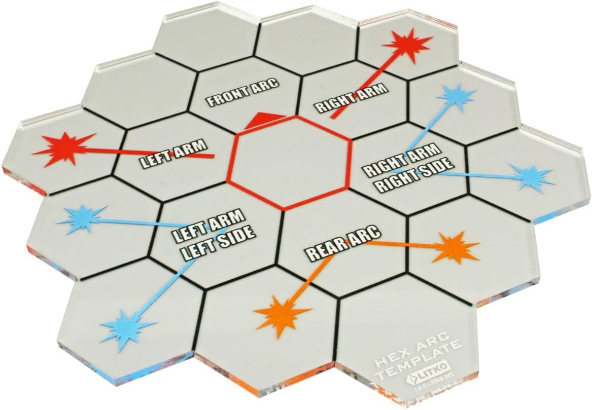 LITKO Fire Arc Template | 150mm Clear Acrylic | Multi-Hex Firing Arc Overlay | Compatible with BattleTech, BattleForce & Alpha Strike (Mecha Hex Map Fire Arc Template)