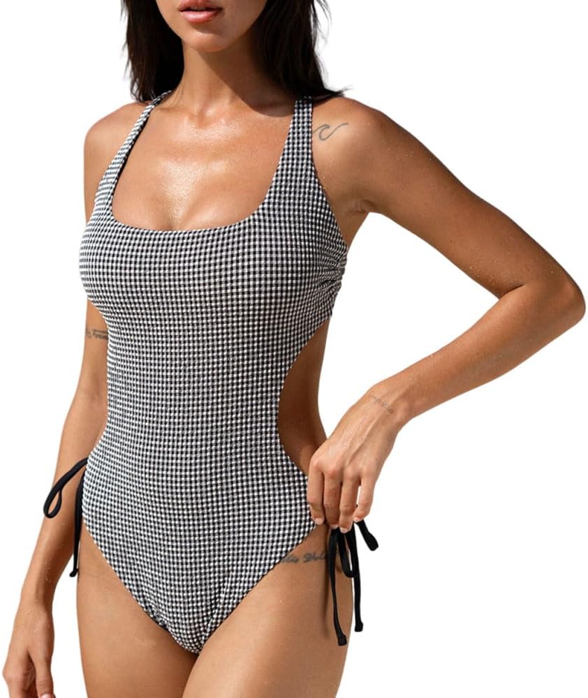 BERLOOK Women's One-Piece Swimsuits Fashion Tummy Control Push Up Bathing Suit for Women Slimming Swimwear