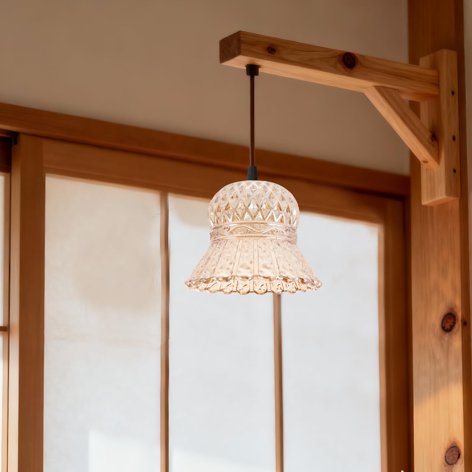 Ciieeo Abat-jour en Verre Vintage pour Lampe de Table Petit, Bord Festonné, Facile à Nettoyer, Compatible Flexible, pour Salon ou Chambre