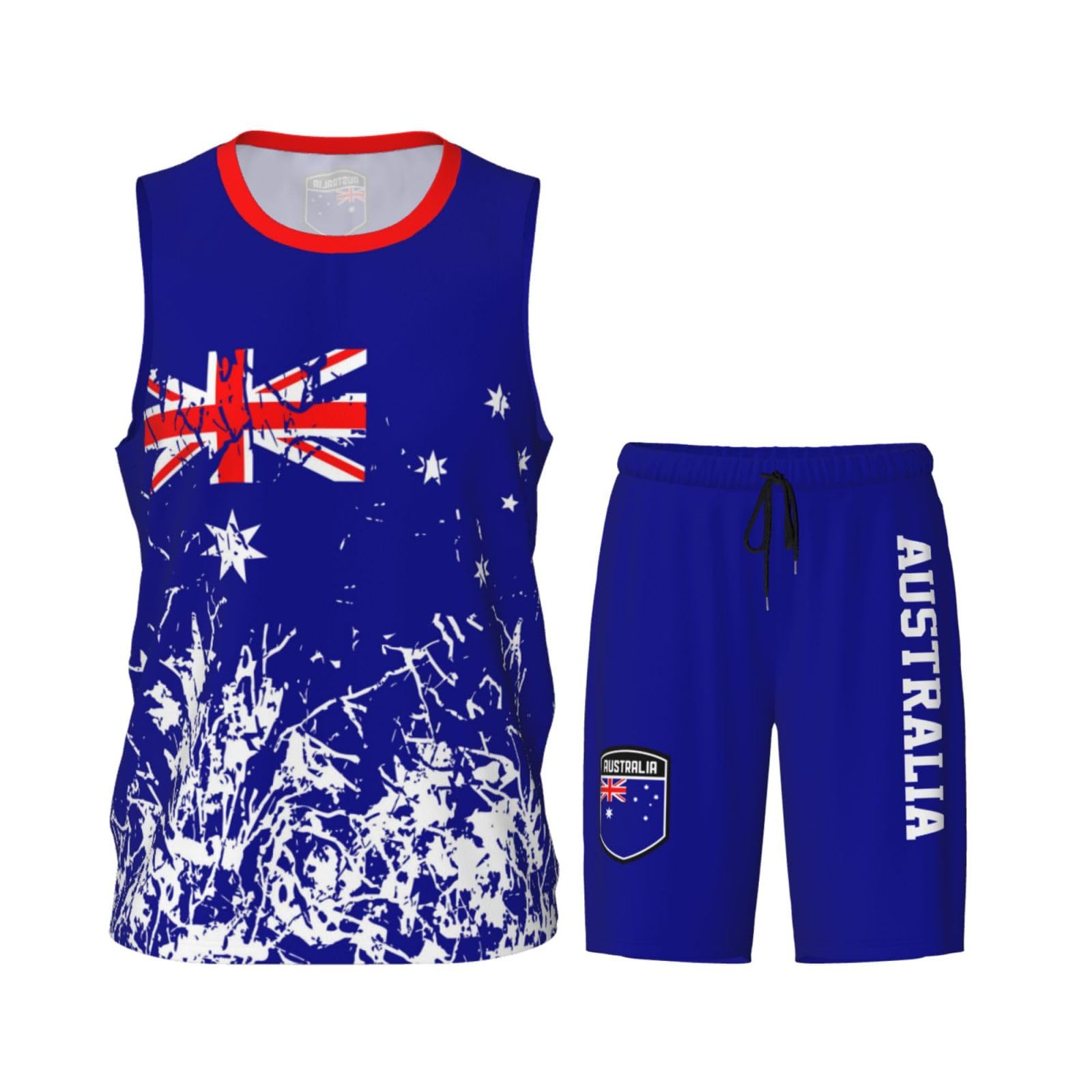 Australia Flag Grain (1) Basketball Jersey Uniform Suit for Men Women Adults Training Athletic Set