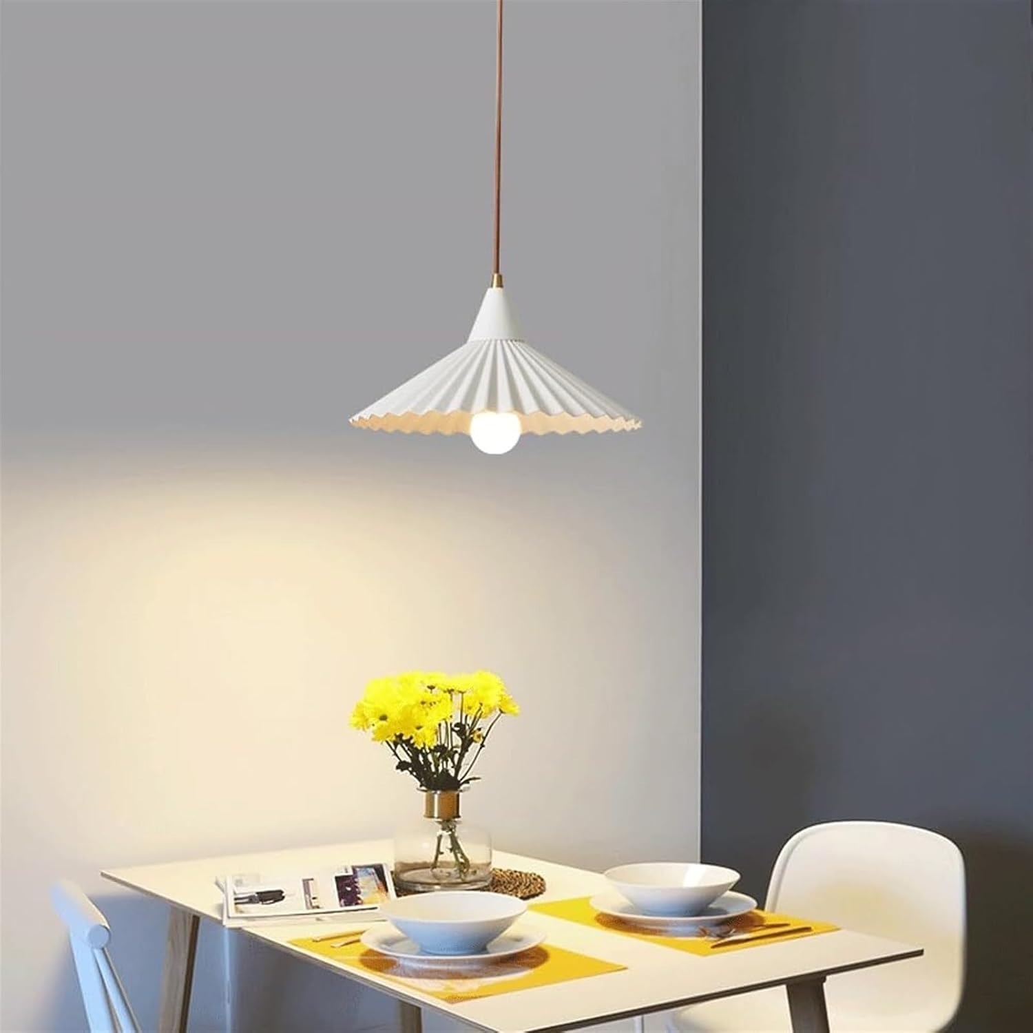 Industrial Iron Pendant Light – Adjustable Pleated Chandelier for Indoor and Outdoor Use