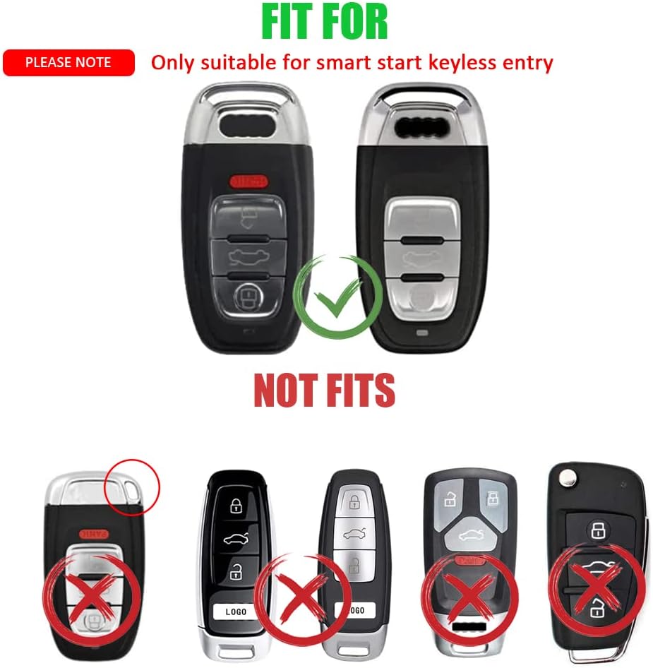 Sporty Metal Smart Remote Key Fob Case Cover for Audi A4 A5 A6 A6L A7 A8 Q5 Q8 R8 RS4 RS5 RS6 RS7 S4 S5 S6 S7 S8
