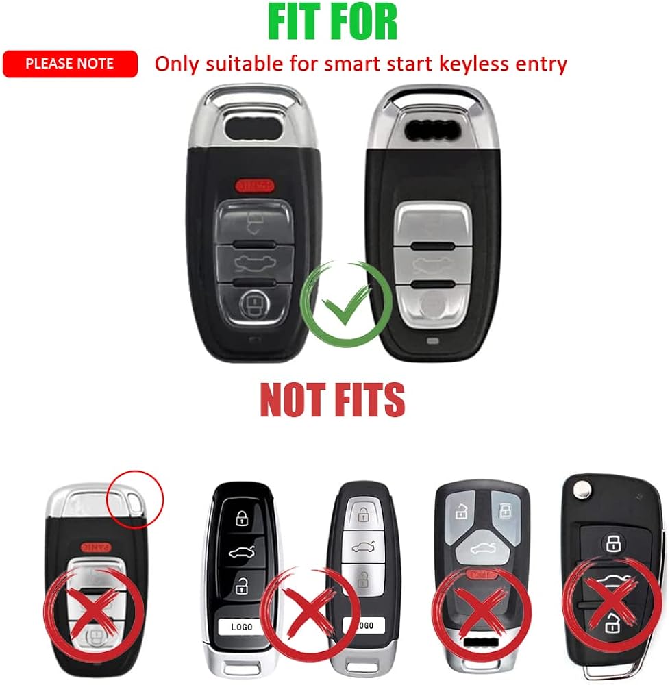 HIBEYO Key Fob Cover Fit For 2025 Audi Real Leather Key Case Fit For Audi 2025 A5 A5L A6 A6L Q6L Q6 RS Q6 RS6 SQ6 S6 E-tron Car Accessories Smart - View #2