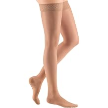 Mediven Sheer & Soft for Women 2030 mmHg Thigh High Compression Stockings Closed Toe Sheer Support Hosiery with a Lace Top Band for Secure Fit, Leg Circulation, All-Day Wear & Everyday Comfort, I, Petite, Natural