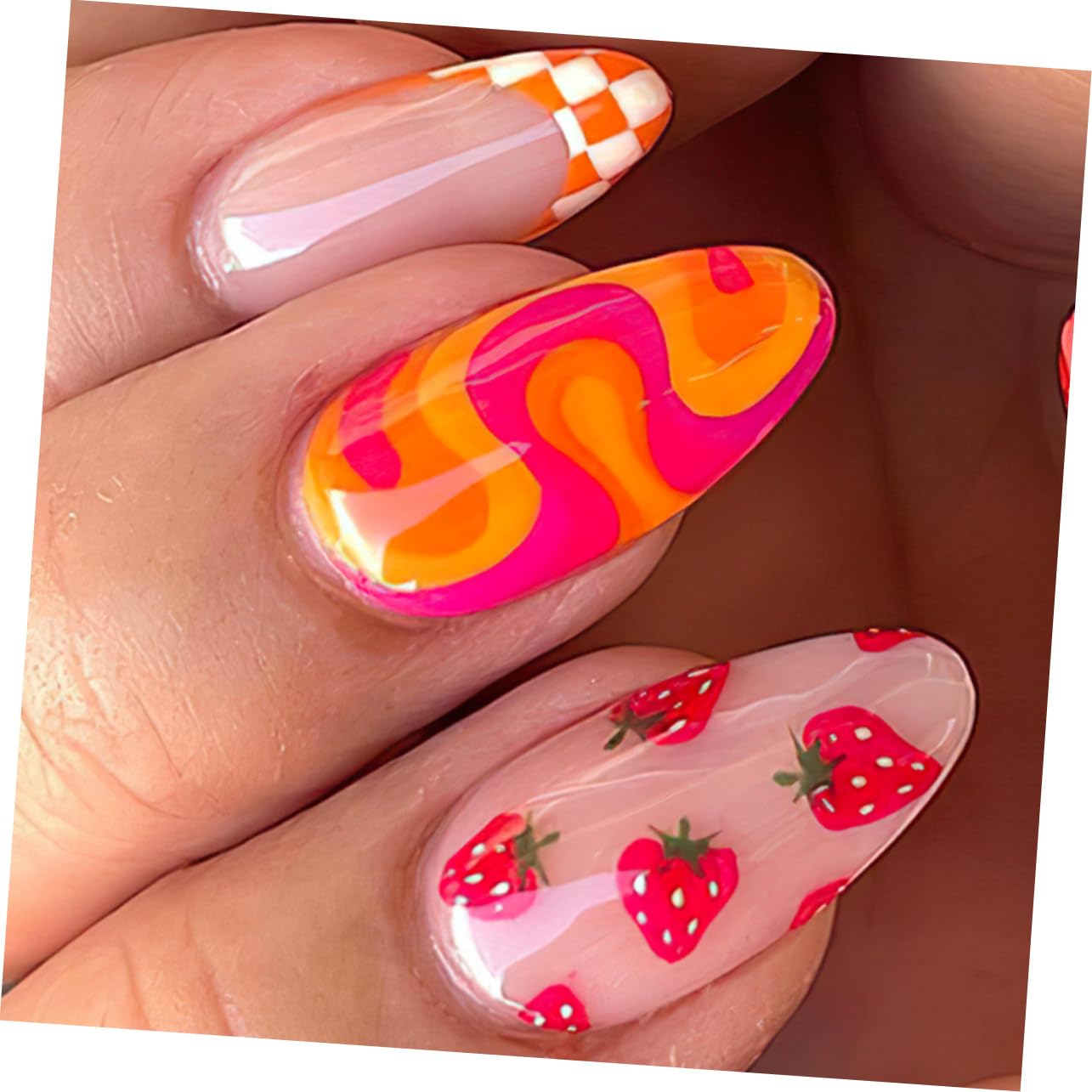 FRCOLOR 144 Pz Finte Di Frutta e Verdura Consigli Per Finte Manicure Finte Finte Con a Frutta Pressione Media Sulle Kit Per Materiale Abs