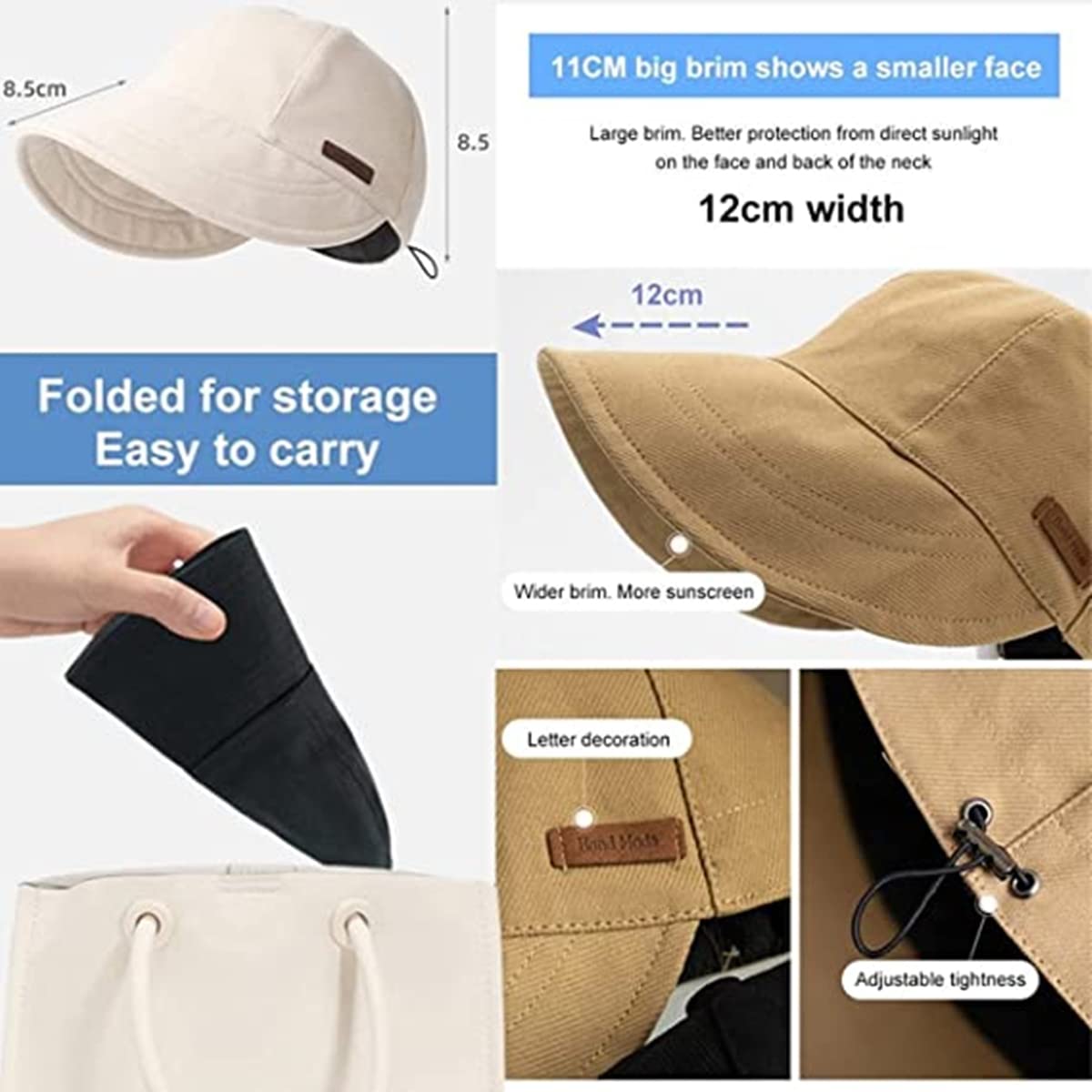 Cappello con Protezione UV Senza Trucco,Cappello con Visiera per Donne,Cappelli solari Estivi UPF50+ per Donne