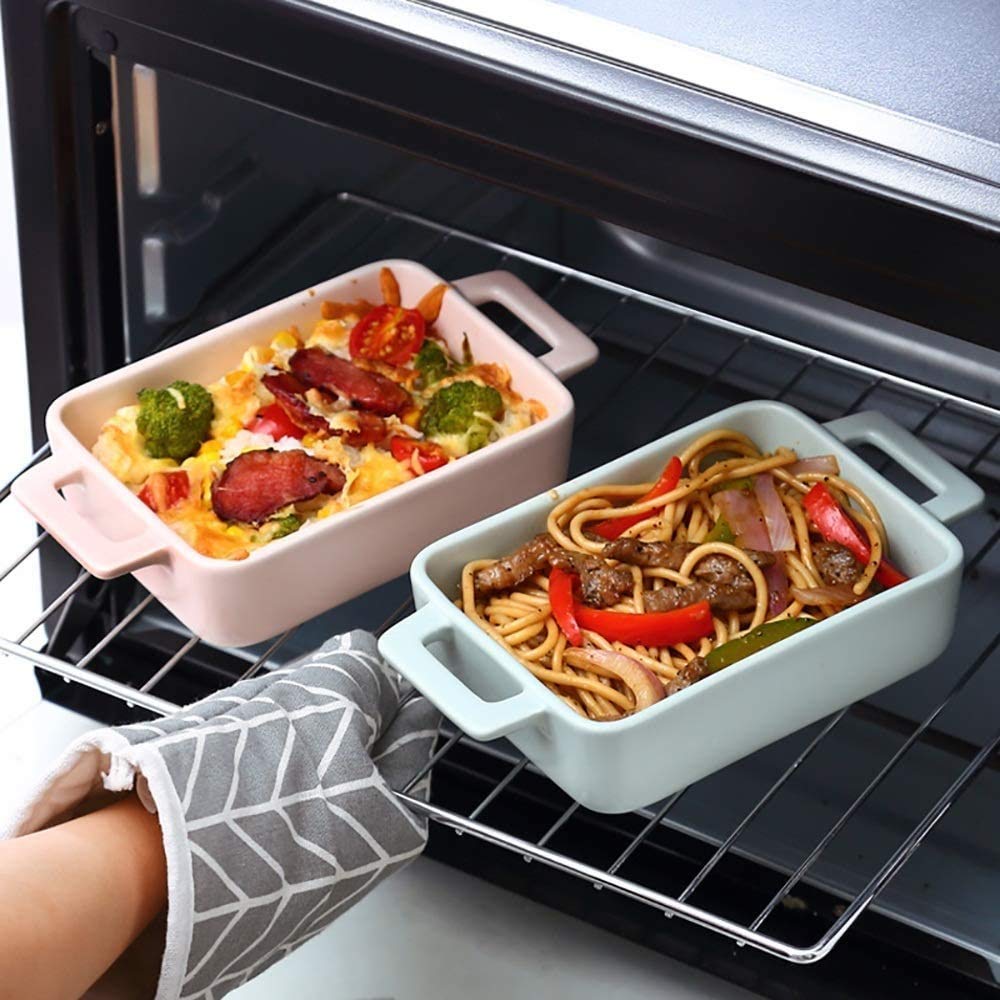 Plato para Hornear Casserole Casserole Dish Set Bakeware Set Nonstick Lasaña Pan 3 PCS para Hornear Platos para la Cocina con asa