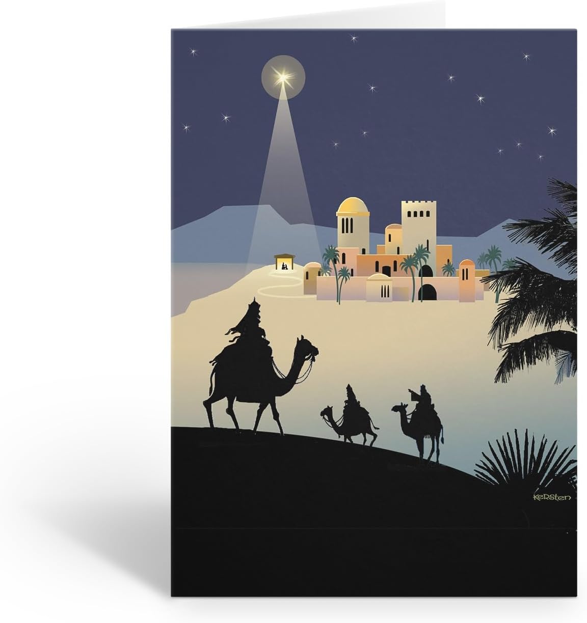 Stonehouse Collection | Customize Three Wiseman Jouney To The Nativity Scene Christmas Cards | 24 Personalized Holiday Boxed Cards & Envelopes | Traditional City Town | USA Made (Personalized)