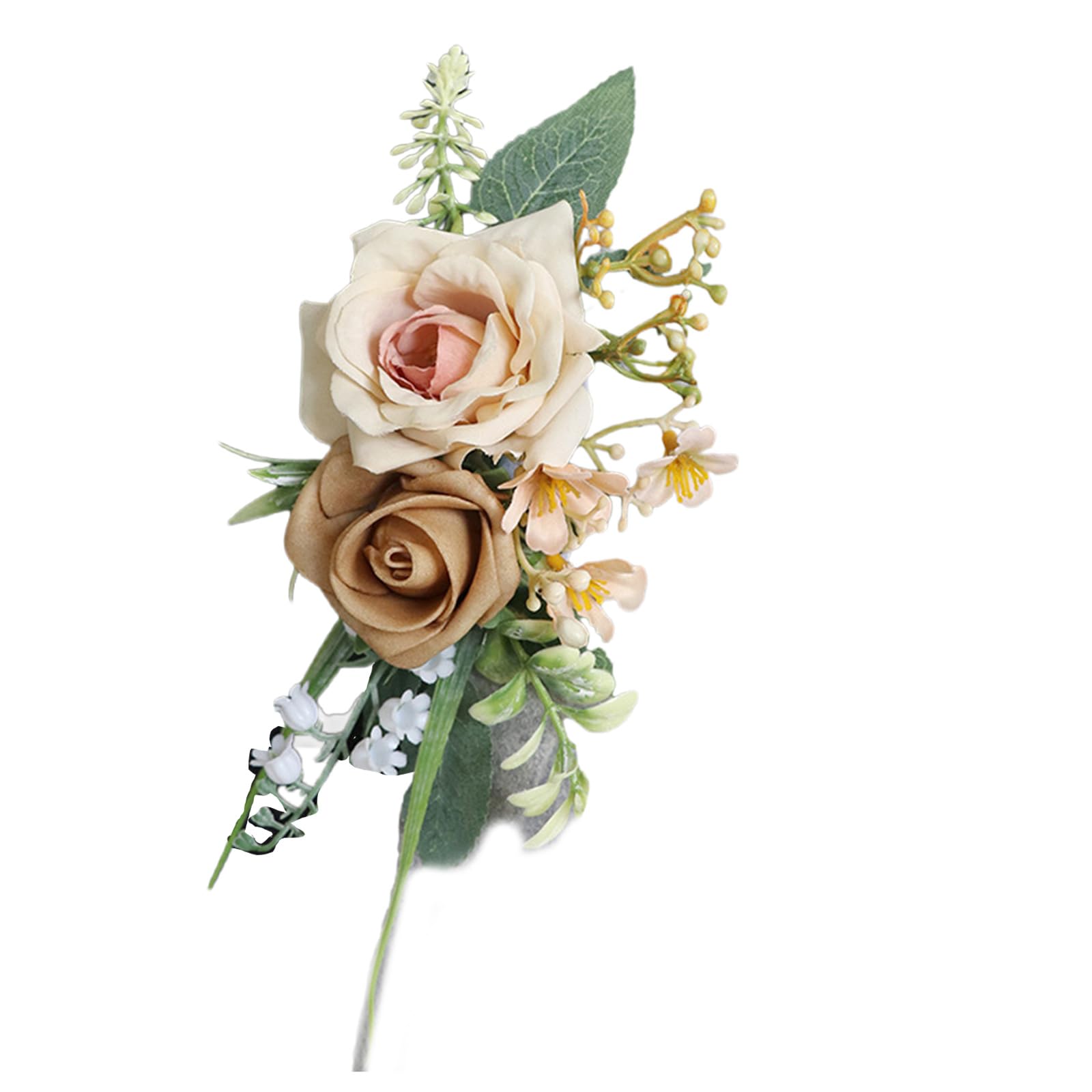 Tsophreniq Realistic Rose Boutonniere Wedding Girls Bridesmaid Wrist Flower Wristband for Wedding Ceremony Artificial Boutonniere for Weddings