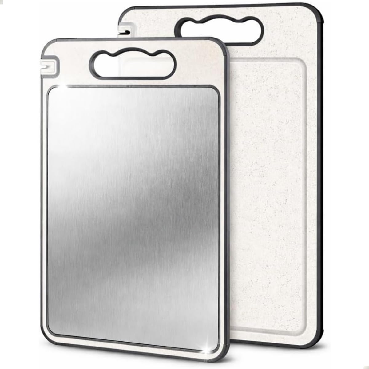 Tábua de Carne Inox Dupla Face com Afiador de Facas Integrado Antiodor, Tábua de Corte