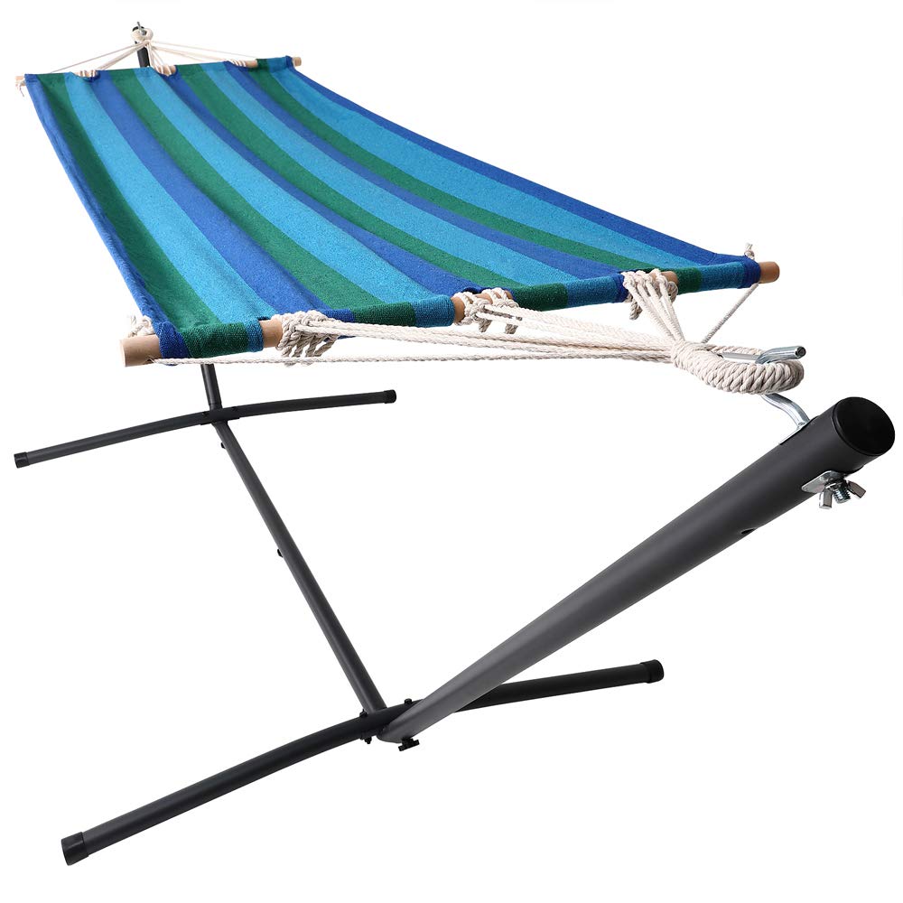 Detex Amaca con Supporto Portata 150kg Amache Giardino Spiaggia Campeggio Balcone Terrazzo Blu