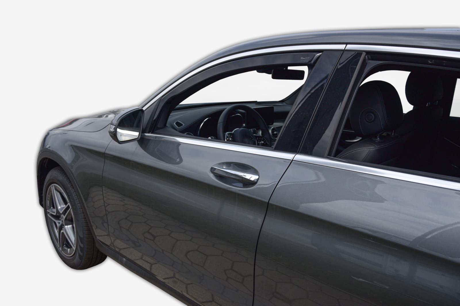 J&J AUTOMOTIVE Heko Déflecteurs d'air et de Vent pour Mercedes GLC Coupe C253 2016-2022, Lot de 2pcs, Teintés, Avant et Arrière, Aérodynamique