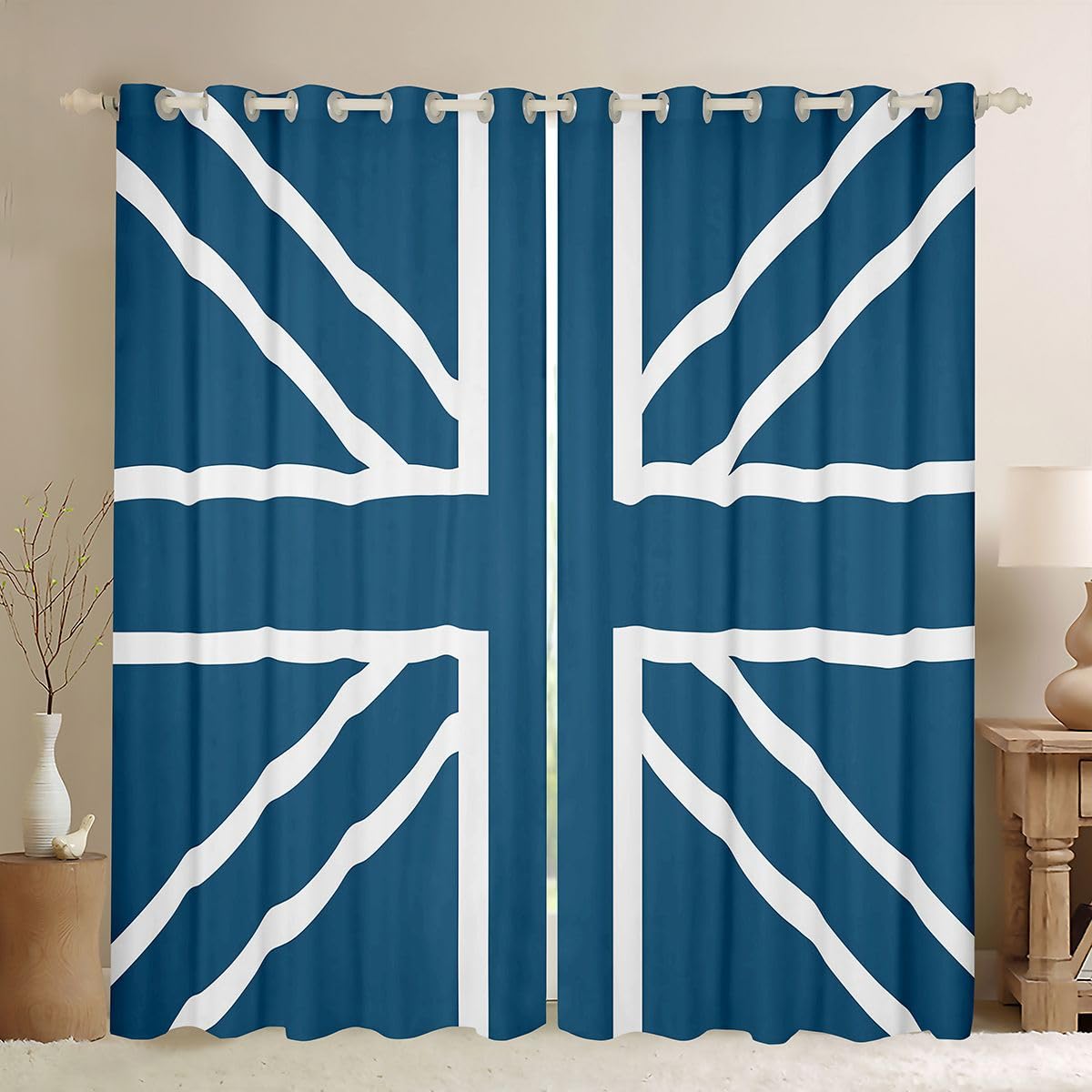 Homewish Teens Teal Union Jack Blackout Curtains 46 x 72 for Living Room — image 1