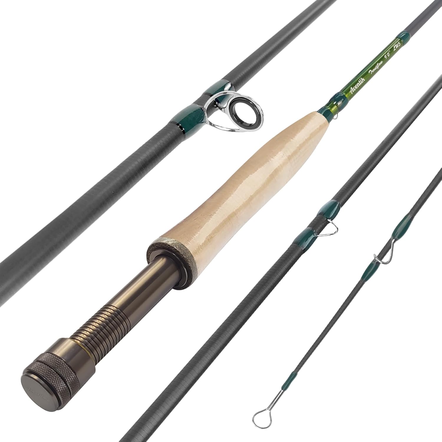 Aventik Fly Fishing Rod with Tube,4 Pieces,9FT 5wt,9FT 8wt, Carbon Fiber Fast Action Ultra-Portable Fly Rod for Traveling(Troutflow Series)