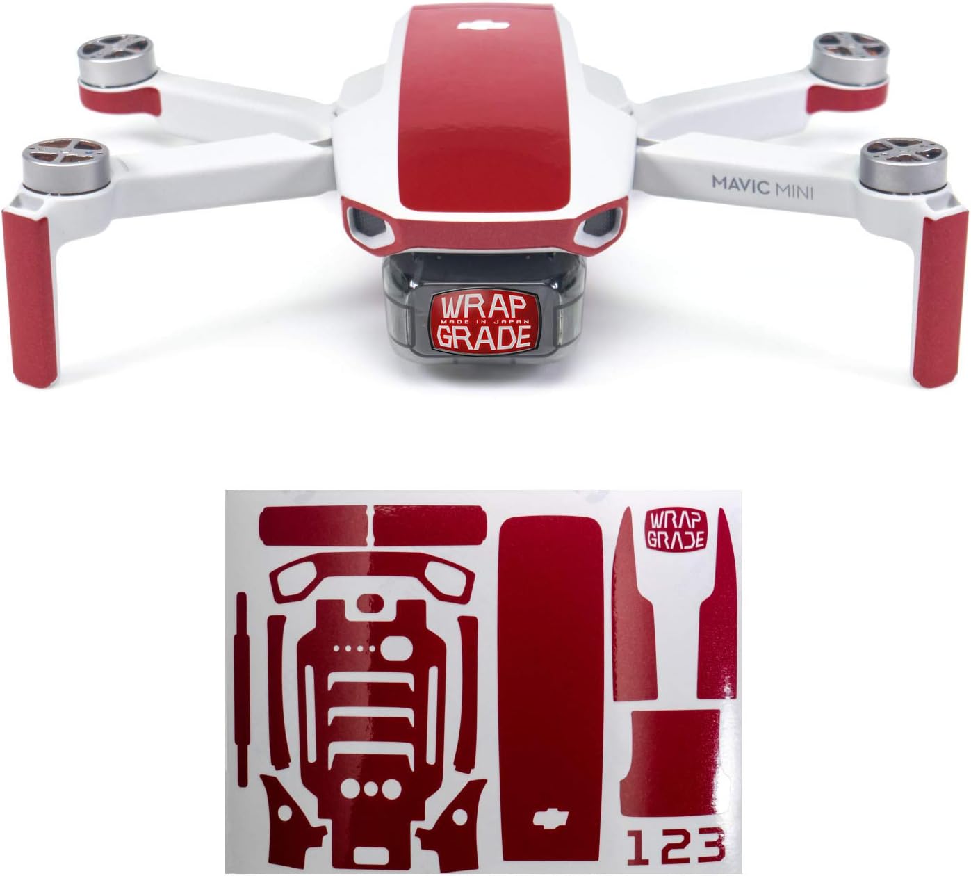 WRAPGRADE Skin Compatible with DJI Mavic Mini | Accent Color (JAPAN RED)