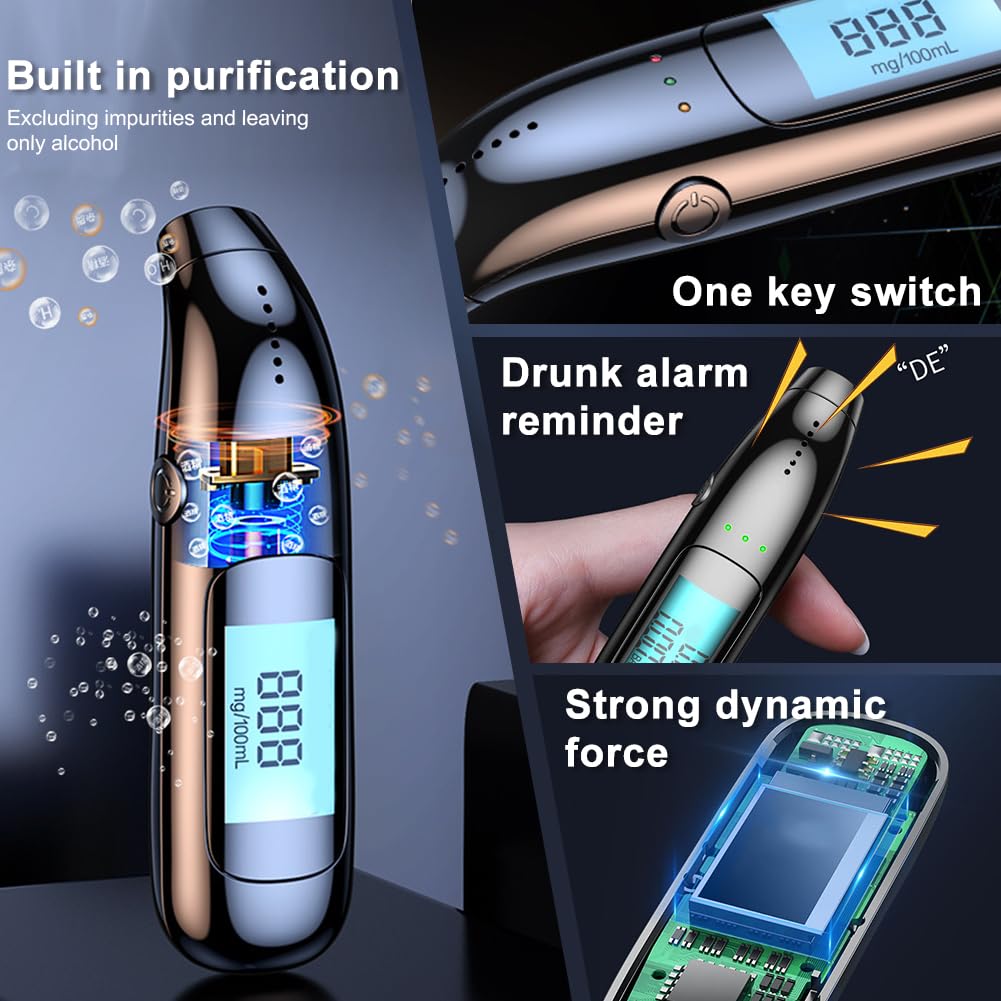 Etilometro Portatile Professionale - Test Alcolimetrico Con Display LCD - Ricaricabile USB
