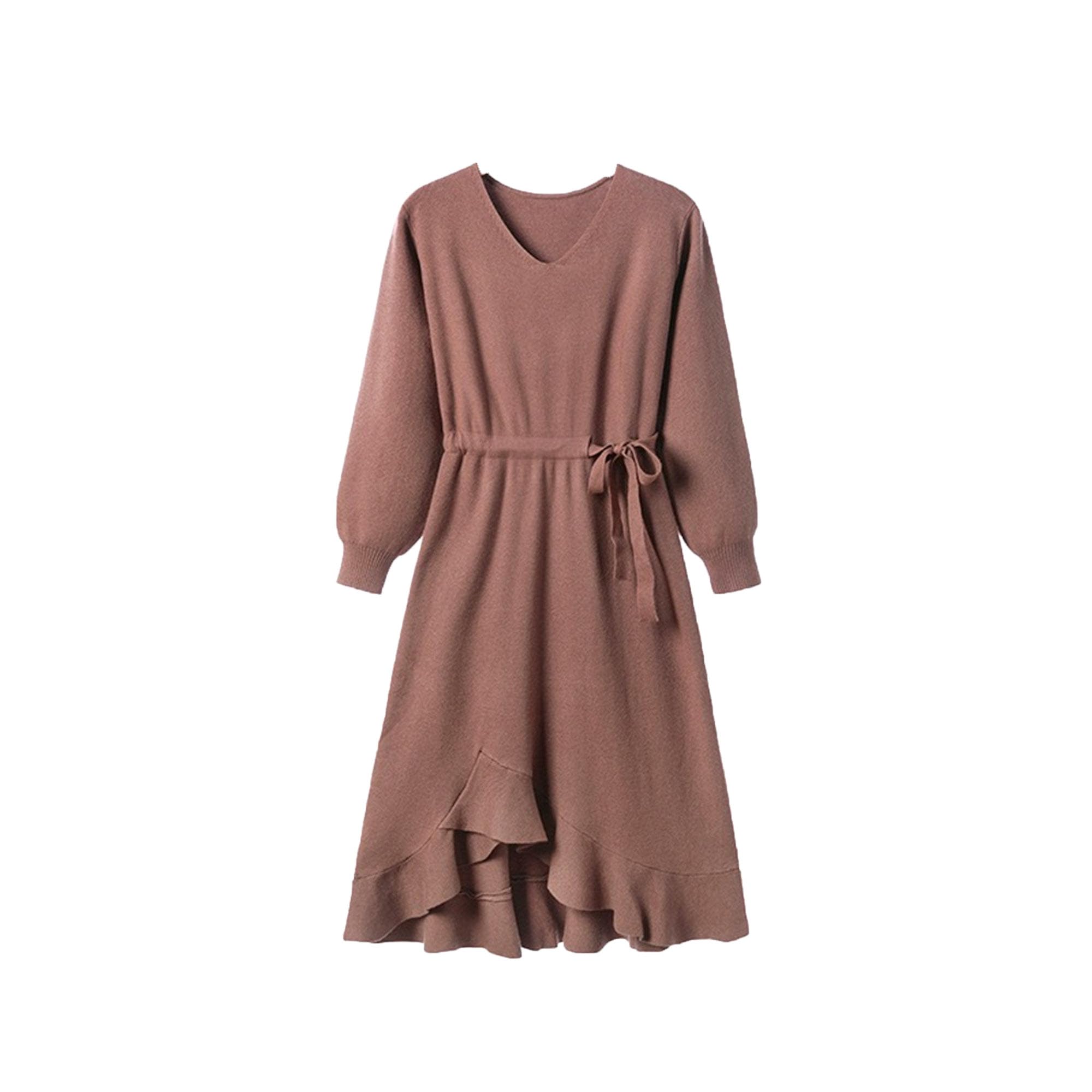 Robe midi de fête à taille haute et col en V chic - 8