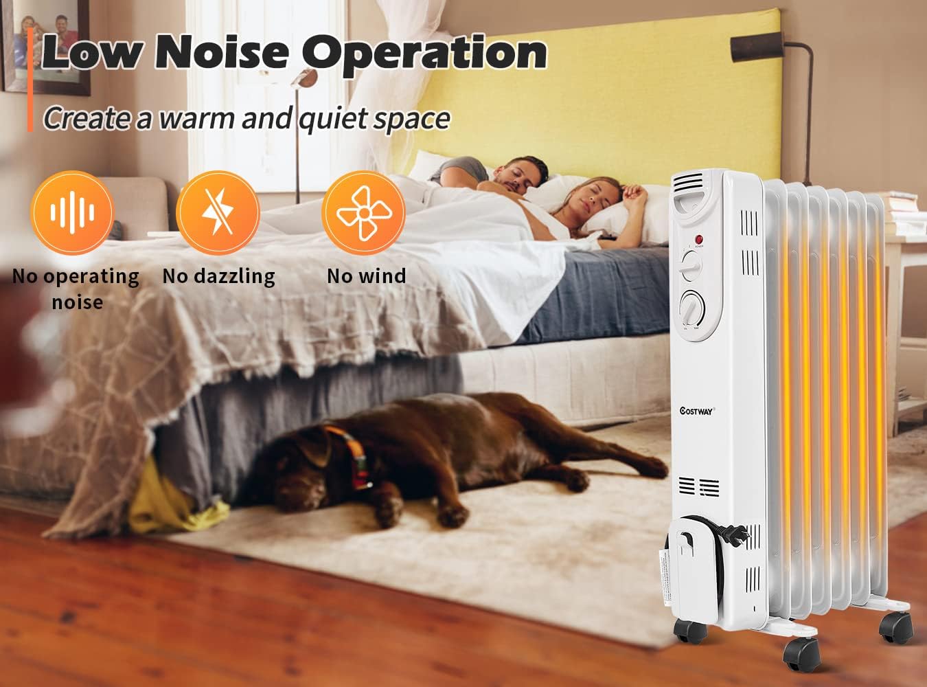 Creative Product ARLIME Electric 1500W Oil Filled Radiator Heater, Portable Radiant Space Heater, Quiet Oil Filled Electric Heaters with Adjustable Thermostat, 3 Heat Settings, Overheat & Tip-Over Protection, Electric Space Heaters for Room Indoor Office Home