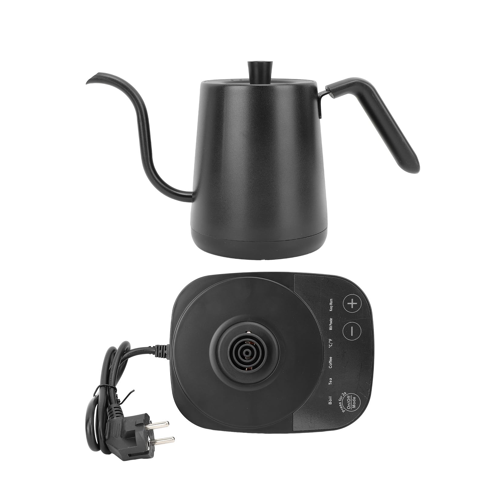 Fdit Hervidor Eléctrico de Cuello de Ganso 1000W 800ml con Control de Temperatura LCD, Inversor Inteligente para Café de Goteo y Té, Acero Inoxidable 304, Apagado Automático, (Enchufe europeo 220V)
