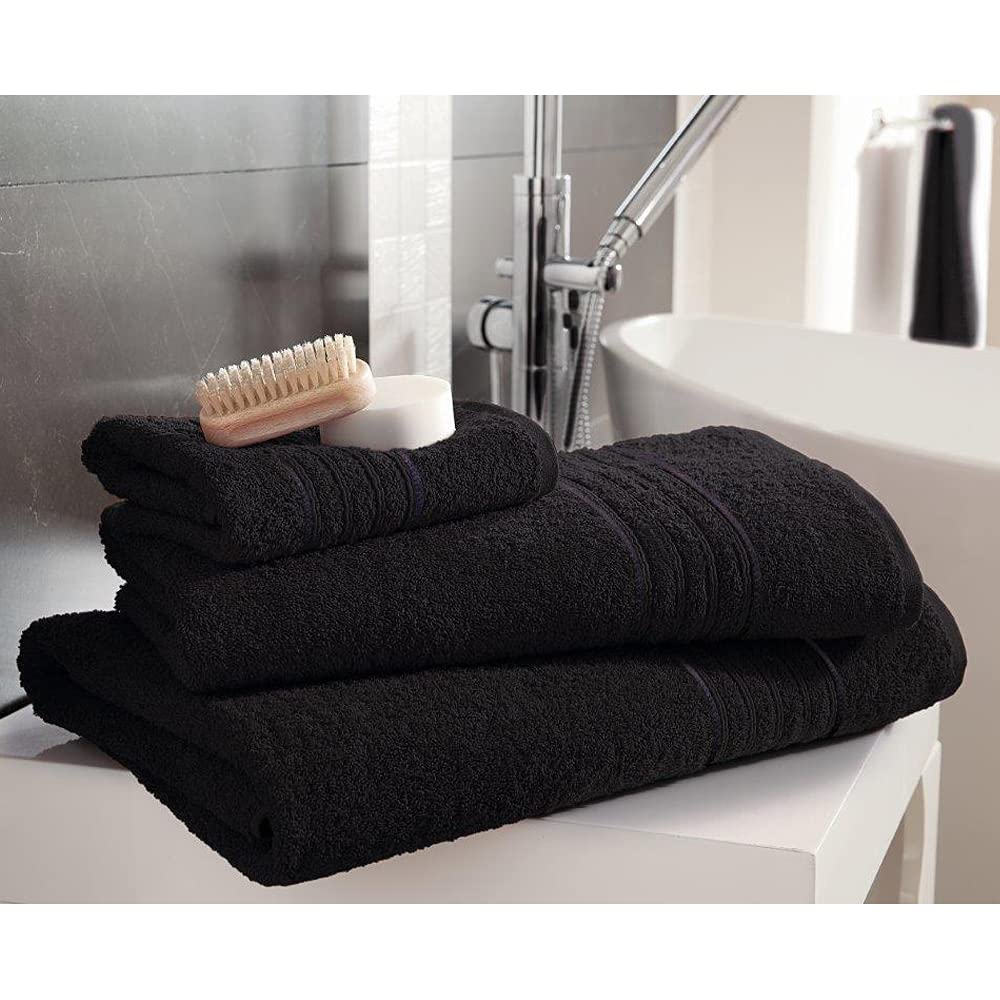 Slumber Nights Egyptian Cotton Hand Towel 4 Pc Bathroom Soft Thick Absorbent 50 X 80 cm Size (Black)
