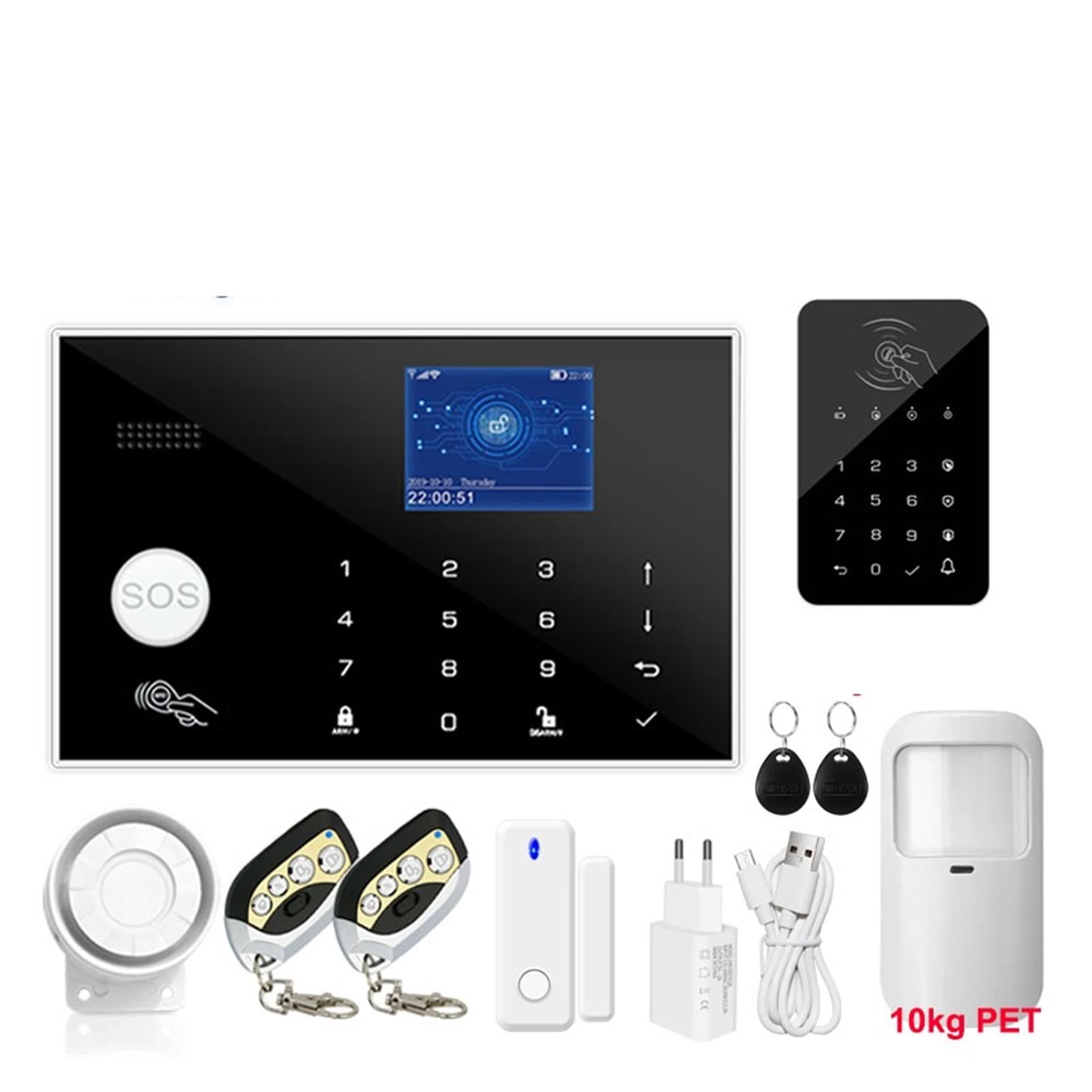Kit Allarme Casa, Wi-Fi GSM. Alarm System Tuya Alarm 433MHz Wireless & Wired Detector Burglar Alarms Rfid. Carta TFT LCD Touch Keyboard 11 Languages(A 600MAH)