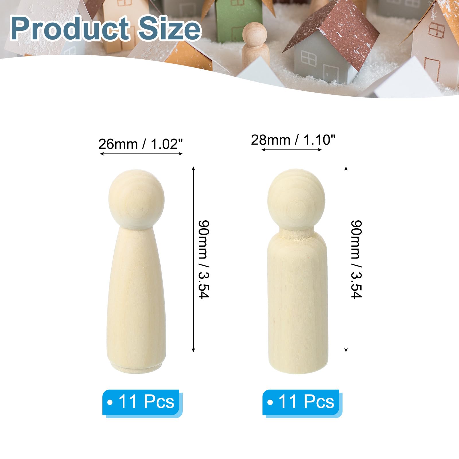 PATIKIL 3.54" Height Wooden Pegs Peoples - Image 2