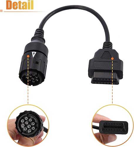 Miniatura 6 de X AUTOHAUX 11.8 in 0.98ft 10 Pin a OBDII Cable Cable Adaptador de Diagnóstico Cable Adaptador de Cable de Diagnóstico de Motocicleta OBD2 Escáner
