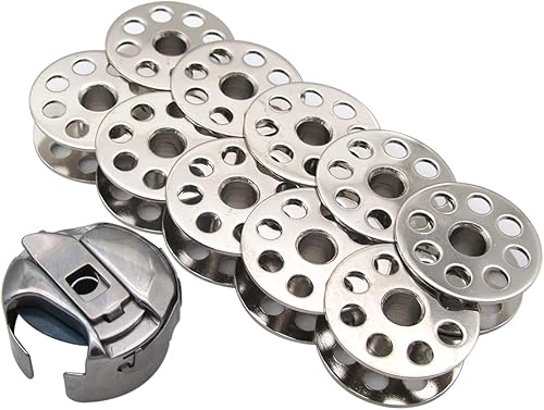 CKPSMS Marca - #BC-DBM(2)-NBL1 1PCS+18034 10PCS 'M' Bobbin Case #18045 y Bobbins #18034 FIT para Consew 206RB 225,226,226R Singer 111W