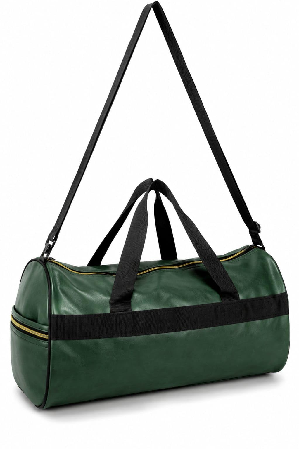 Green Leather Duffle Bag with Shoulder Strap-image-22