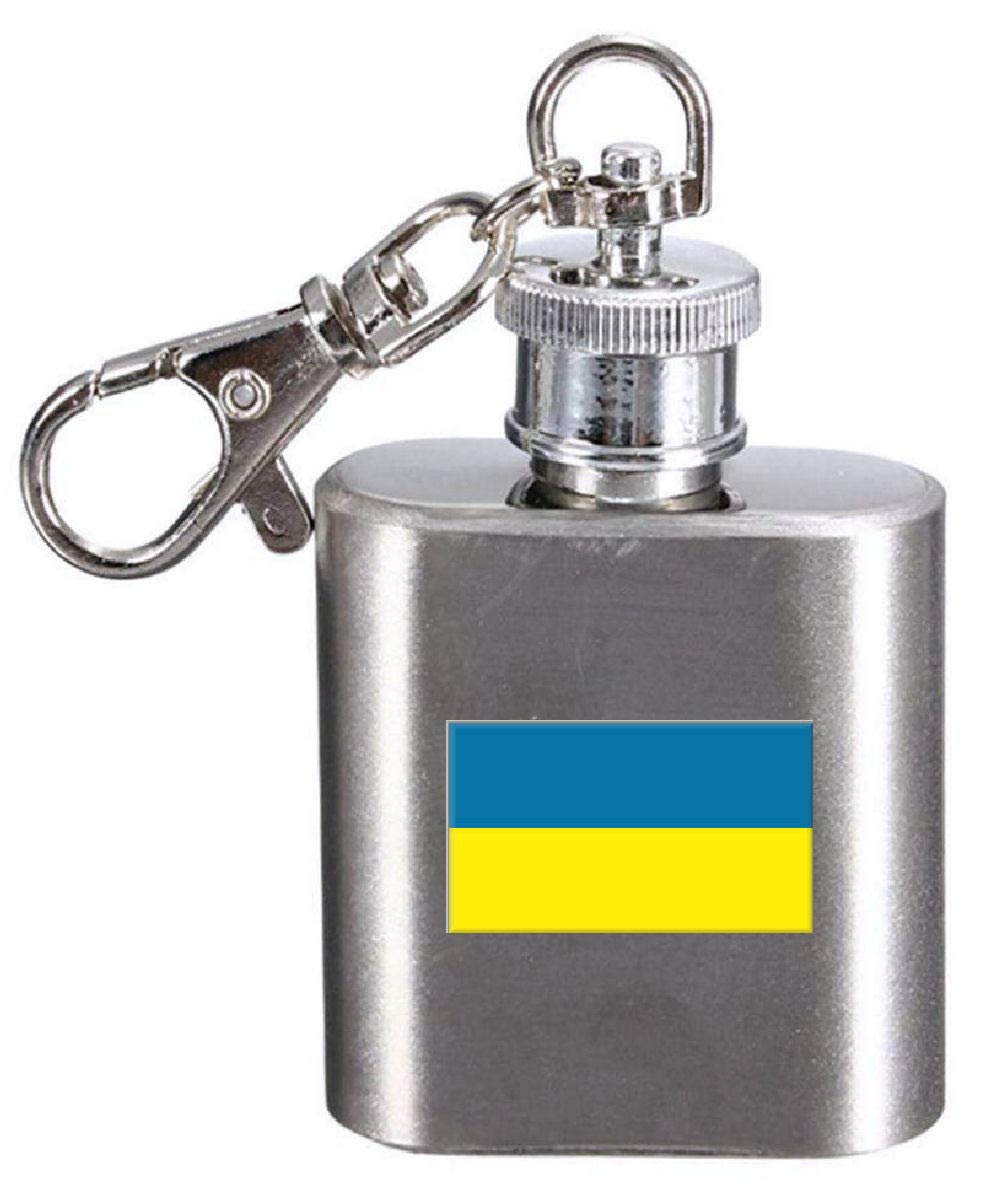 Flasque porte-clés gravé Ukraine petit flacon alcool de poche