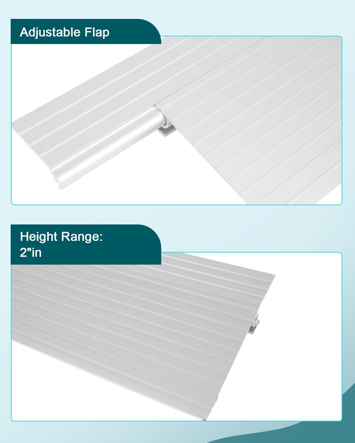 SCITOO 12 Inch Threshold Ramp with Adjustable, Portable Self Supporting Aluminum Threshold Ramp for doorways Wheelchairs Walker Scooter and Uneven Surfaces or Single Step Rises