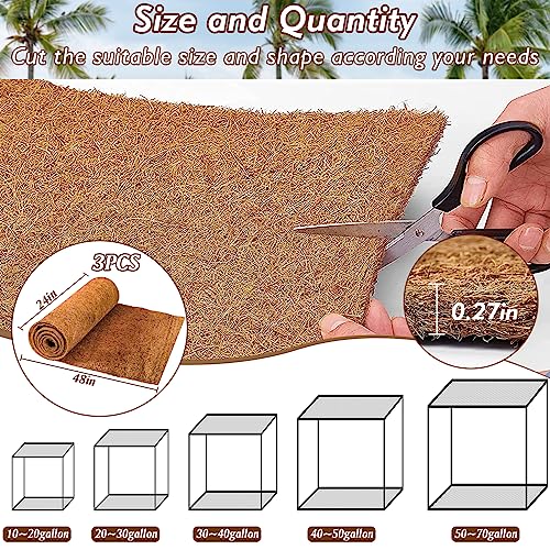 Zeedix 3 Rolls Coconut Fiber Reptile Substrate Mat, 24 X 48 Inches Natural Coco Mat Reptile Carpet Coco Fiber Liner Turtle Bedding Reptile Terrarium Liner For Lizard Snake Turtle Gecko Bearded Dragon thumb #1