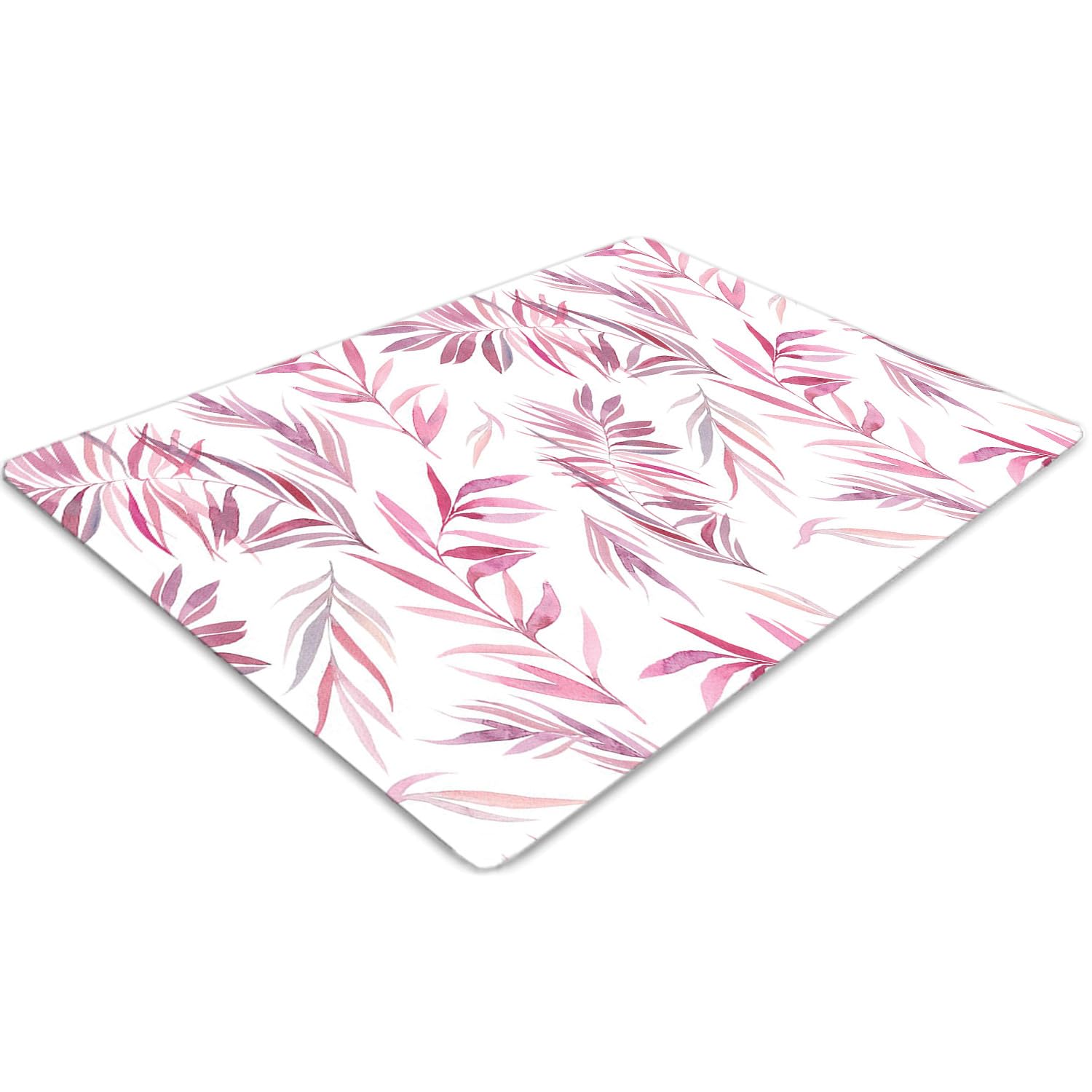 Tapis de sol PVC 100x70 cm à motif feuilles roses pour maison et bureau