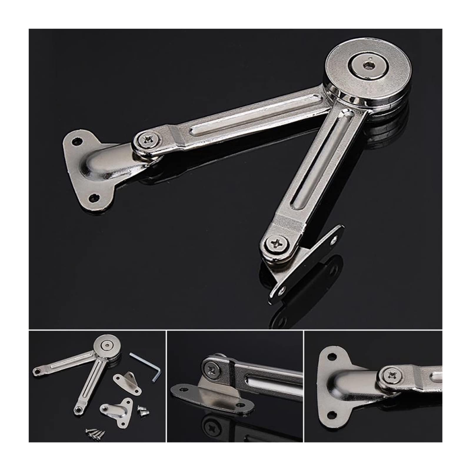 Youngran 4 stücke hydraulisch zufällig aufhören Scharniere Küchenschrank Türstützstange Einstellbare Scharniermöbel Kleiderschrank Heben Klappe Hardw Hardw Leisurely (Color : Silver)