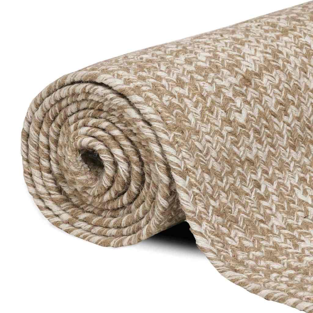 vidaXL Tapis de Zone Naturel et Blanc 60 x 110 cm Jute