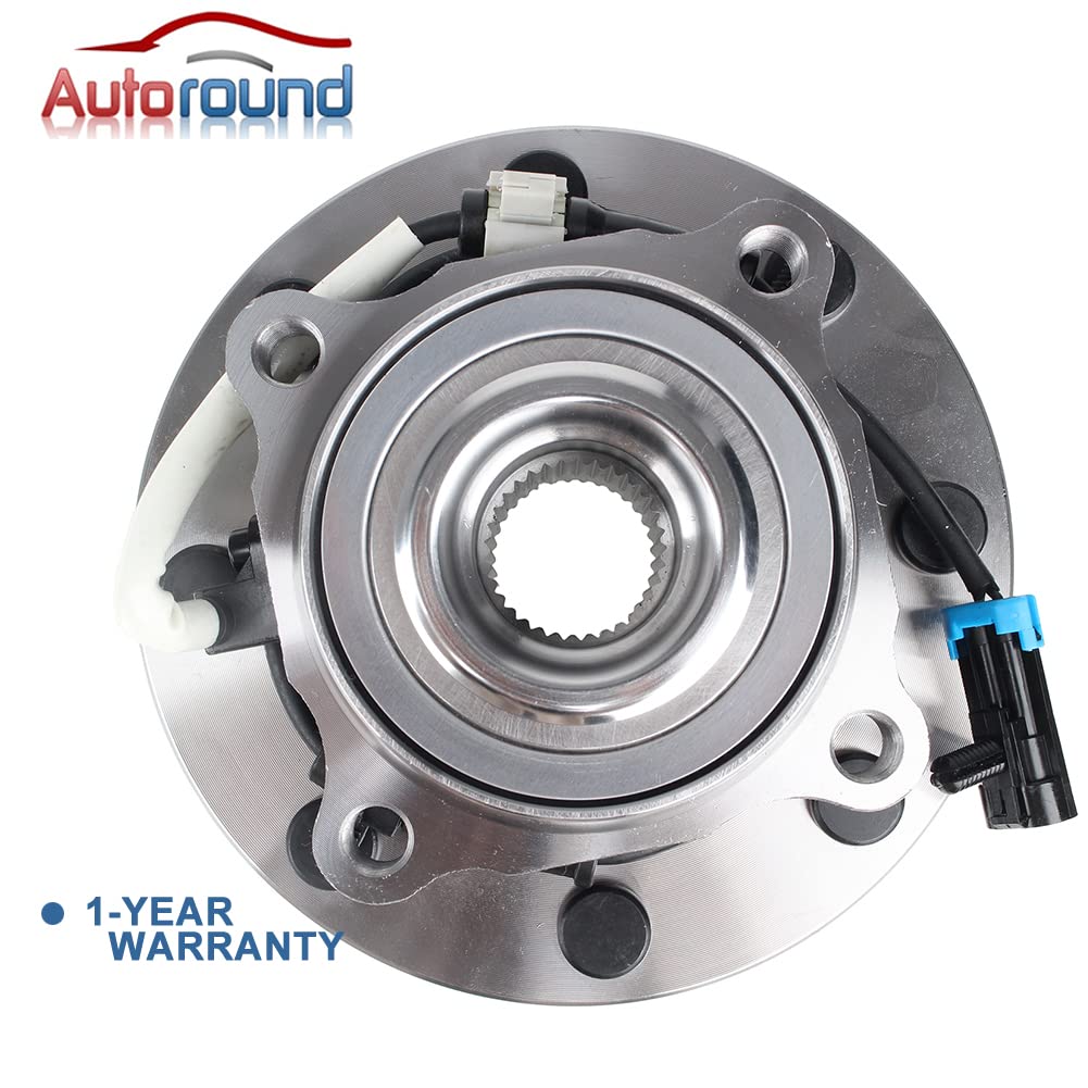 Autoround 515086 Pair 2WD Front Wheel Bearing and Hub Assembly Compatible with Chevy Silverado/GMC Sierra 1500HD 2500 2500HD 3500, Suburban/Avalanche/Yukon XL 2500 RWD, 8 Lug W/ABS